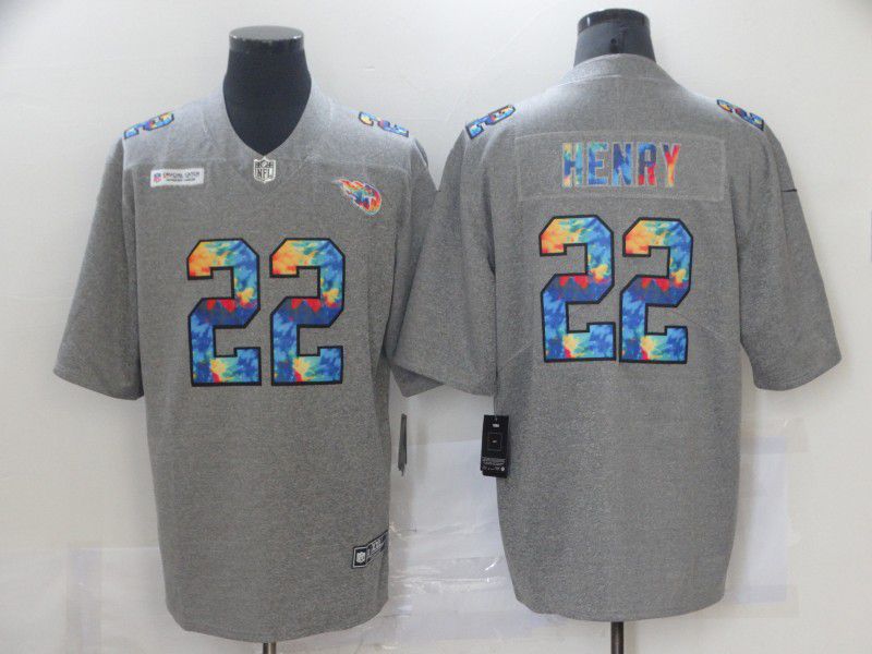 Men Tennessee Titans #22 Henry Grey Rainbow version Nike 2021 NFL Jersey